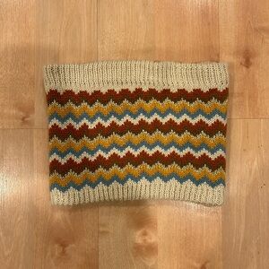 Zara Knit Crochet Cropped Multi Color Zig Zag Sweater Bell Sleeve